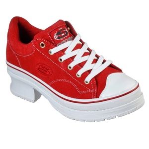 Skechers Retro Red Heartbeats Softy Heeled Sneakers Size 9
